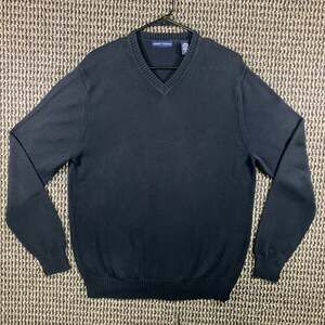 Vintage 90s Y2K Grant Thomas Men's M Black Cotton V-Neck Sweater Australia